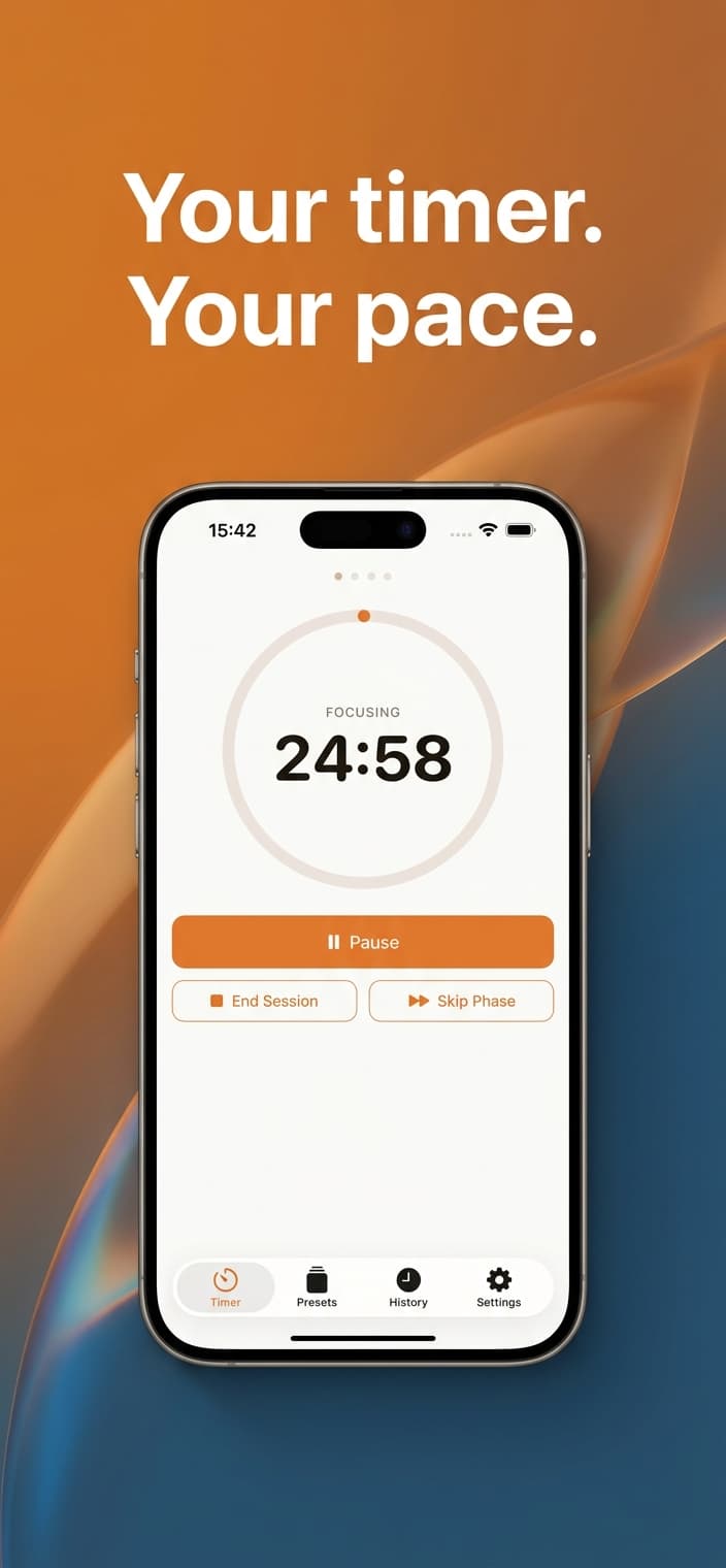 Your timer, your pace — Active focus session